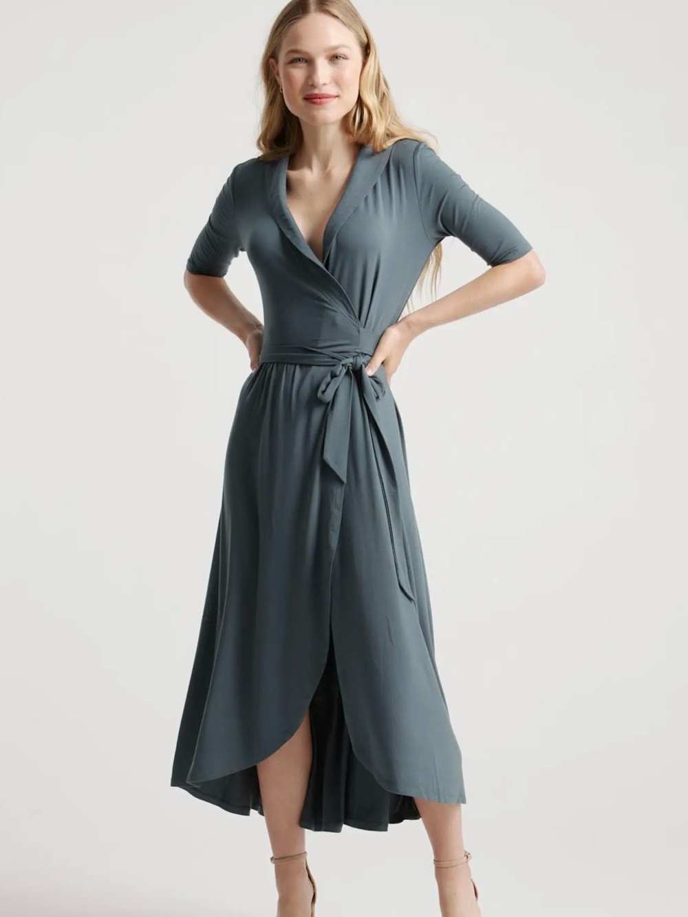 Quince Tencel Jersey Midi Wrap Dress
